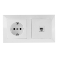Aigostar - Πρίζα Ethernet και πρίζα SCHUKO με πλαίσιο σε λευκό