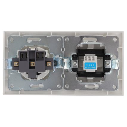 Aigostar - Πρίζα Ethernet και πρίζα SCHUKO με πλαίσιο σε λευκό