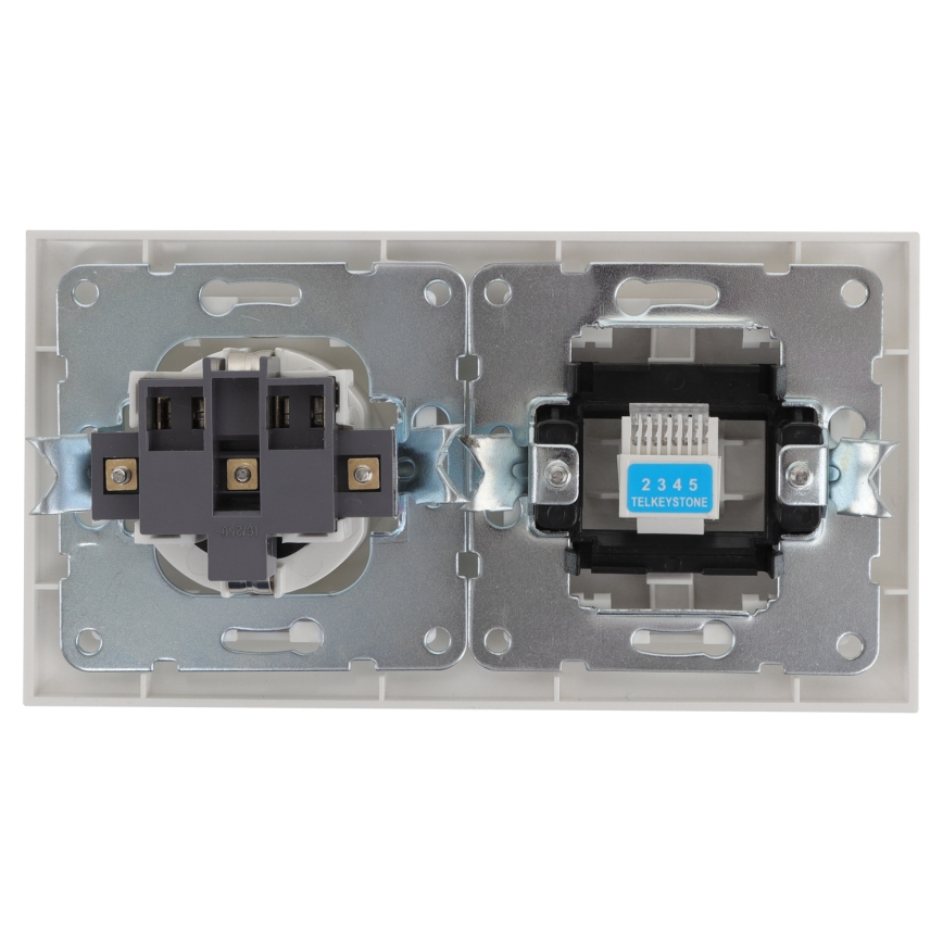 Aigostar - Πρίζα Ethernet και πρίζα SCHUKO με πλαίσιο σε λευκό