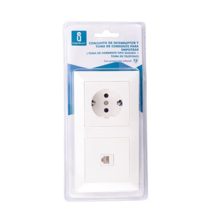 Aigostar - Πρίζα Ethernet και πρίζα SCHUKO με πλαίσιο σε λευκό