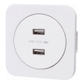 Aigostar - Πρίζα τροφοδοσίας USB με πλαίσιο, 2x USB-A, λευκή