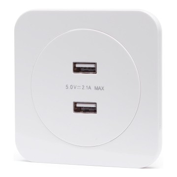 Aigostar - Πρίζα τροφοδοσίας USB με πλαίσιο, 2x θύρες USB-A, λευκή