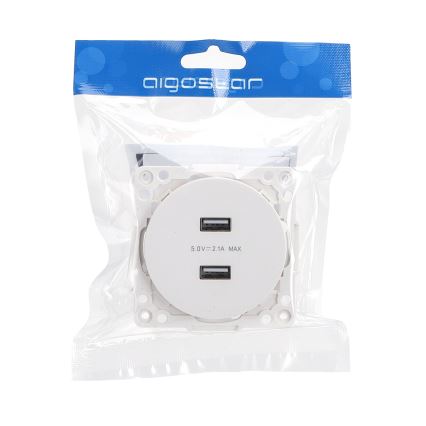 Aigostar - πρίζα τροφοδοσίας USB χωρίς πλαίσιο 2x USB-A λευκή
