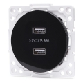 Aigostar - Πρίζα τροφοδοσίας USB χωρίς πλαίσιο 2x USB-A μαύρη