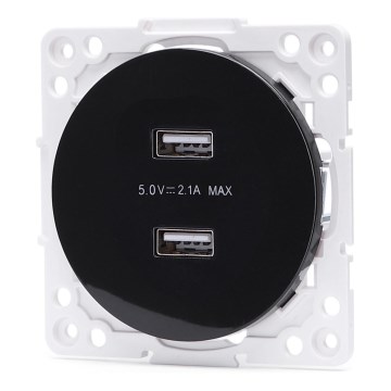 Aigostar - Πρίζα τροφοδοσίας USB χωρίς πλαίσιο 2x USB-A μαύρη