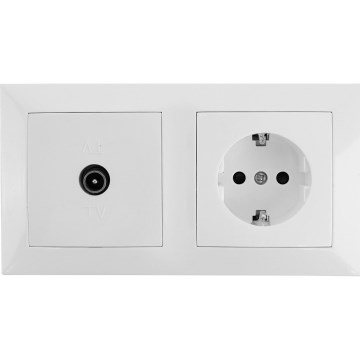 Aigostar - Πρίζα TV και πρίζα SCHUKO 230V με πλαίσιο, λευκή