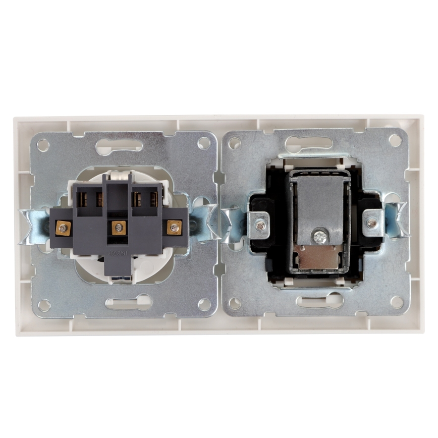 Aigostar - Πρίζα TV και πρίζα SCHUKO 230V με πλαίσιο, λευκή