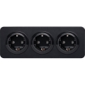 Aigostar - Πρίζα τοίχου 3 θέσεων με πλαίσιο, SCHUKO 250V/16A, μαύρη