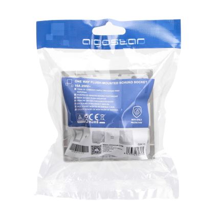 Aigostar - Πρίζα τοίχου με πλαίσιο SCHUKO 250V λευκή