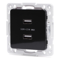 Aigostar - Πρίζα USB χωρίς πλαίσιο, 2x USB-A, μαύρη