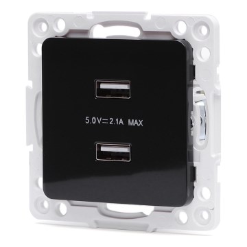 Aigostar - Πρίζα USB χωρίς πλαίσιο, 2x USB-A, μαύρη