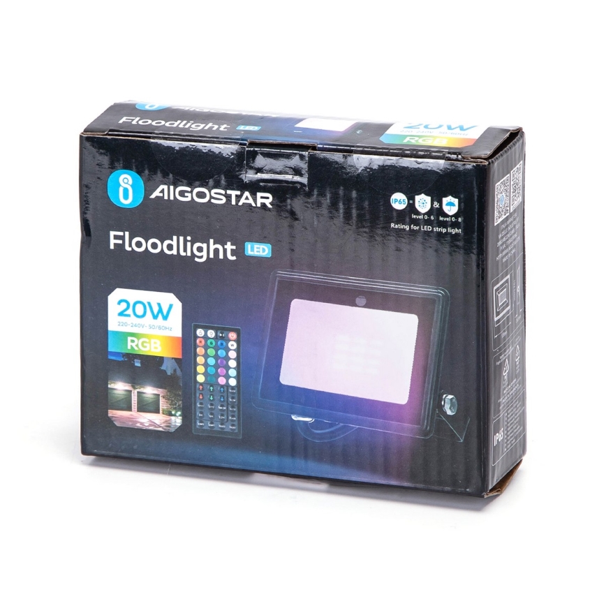 Aigostar - LED RGBW Ρυθμιζόμενος προβολέας LED/20W/230V IP65 + τηλεχειριστήριο