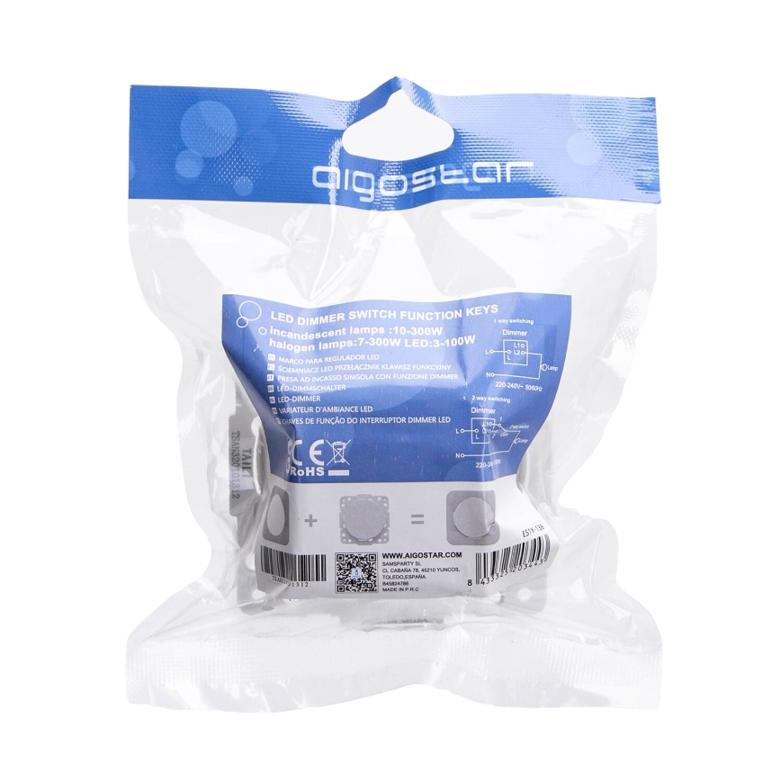 Aigostar - Περιστροφικός ρυθμιστής φωτεινότητας 300W/230V λευκός