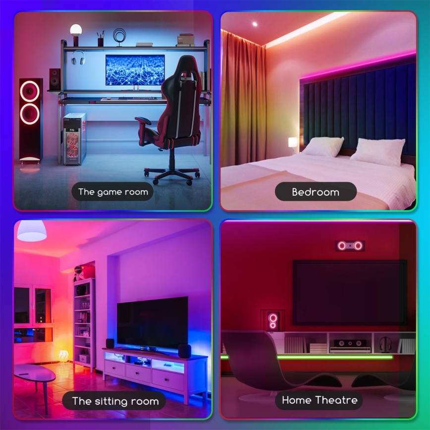 Aigostar - Ρυθμιζόμενη λωρίδα LED RGB 5m LED/24W/12/230V IP65 + τηλεχειριστήριο