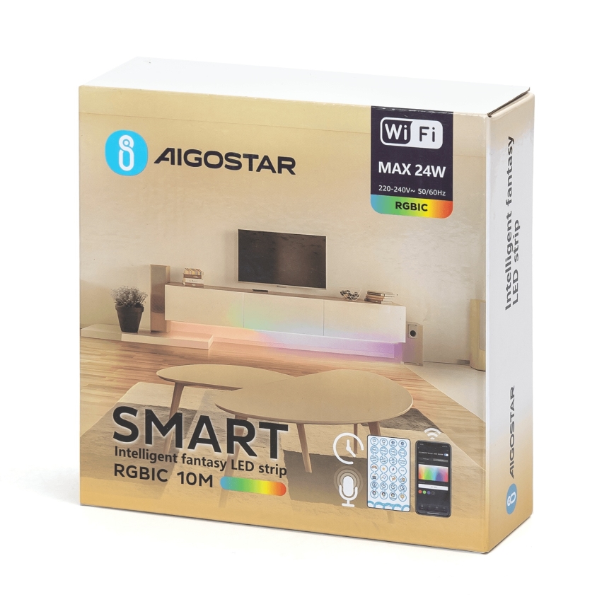 Aigostar - LED RGBIC ρυθμιζόμενη ταινία 10 m LED/24W/24V + τηλεχειριστήριο Wi‑Fi