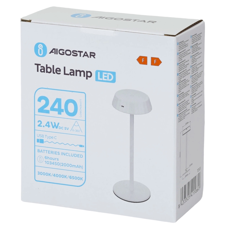 Aigostar - Ρυθμιζόμενο επιτραπέζιο φωτιστικό LED AMBIENT LED/2,4W/5V 3000-6500K λευκό