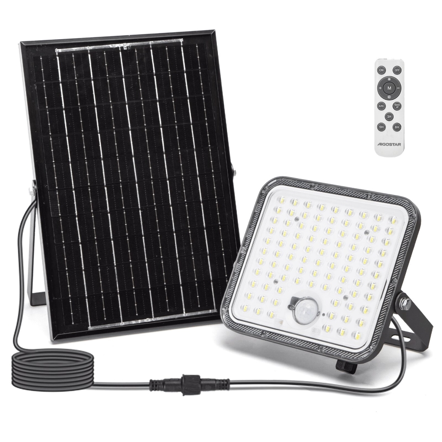 Aigostar - Ρυθμιζόμενος LED ηλιακός προβολέας με αισθητήρα LED/120W/3,4V 6500K IP66 8000 mAh + τηλεχειριστήριο
