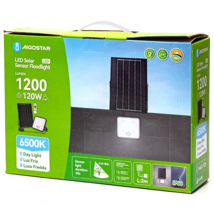 Aigostar - Ρυθμιζόμενος LED ηλιακός προβολέας με αισθητήρα LED/120W/3,4V 6500K IP66 8000 mAh + τηλεχειριστήριο