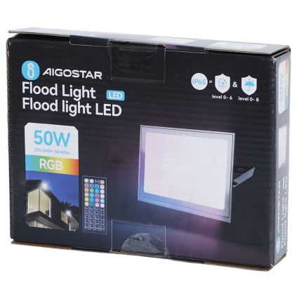 Aigostar - LED RGB Ρυθμιζόμενος προβολέας LED/50W/230V IP65 + τηλεχειριστήριο
