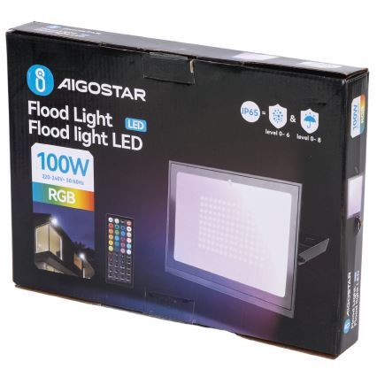 Aigostar - Ρυθμιζόμενος RGB προβολέας LED/100W/230V IP65 + τηλεχειριστήριο
