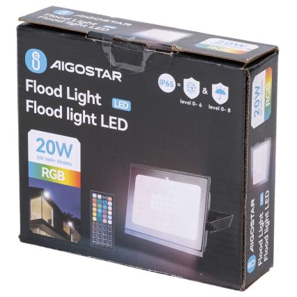 Aigostar - LED RGB ρυθμιζόμενος προβολέας LED/10W/230V IP65 + τηλεχειριστήριο