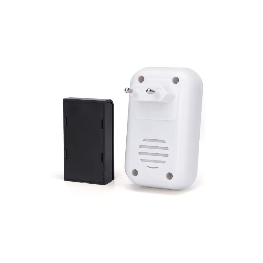 Aigostar - SET 2x Ασύρματο κουδούνι πρίζας 230V IP44 λευκό/μαύρο