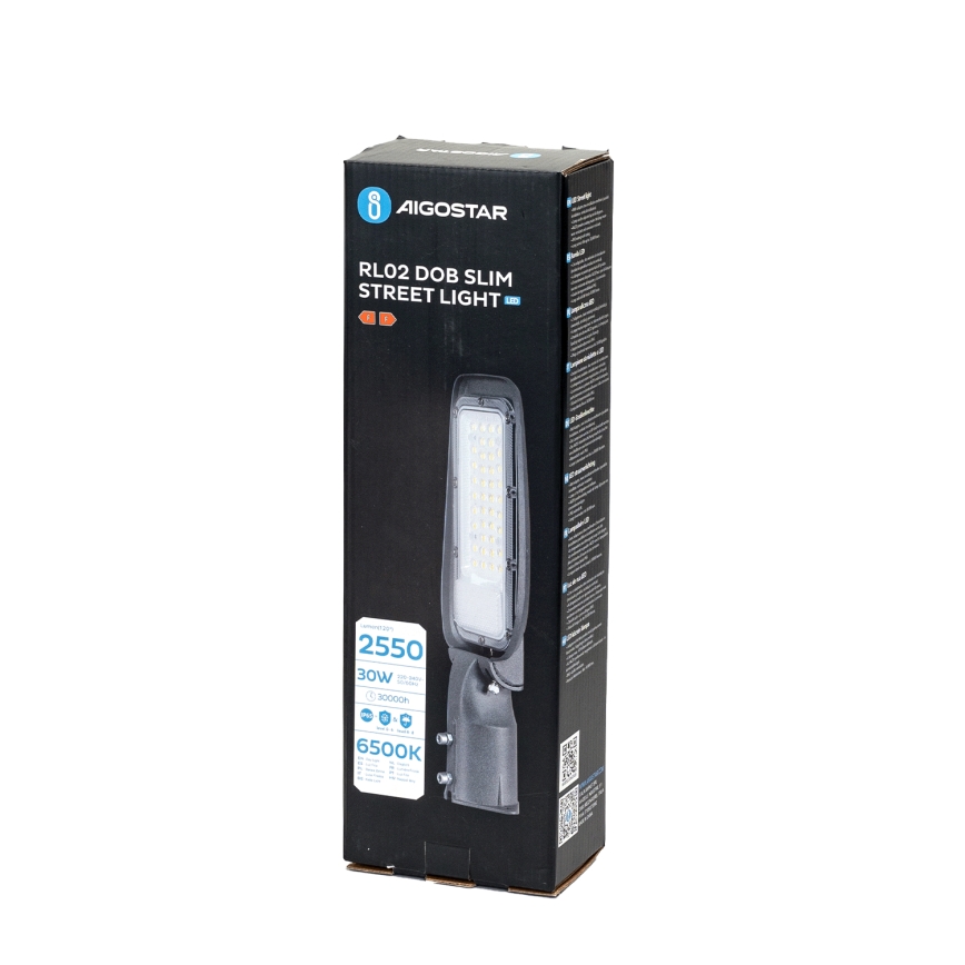 Aigostar - SLIM φωτιστικό δρόμου LED/30W/230V 6500K IP65