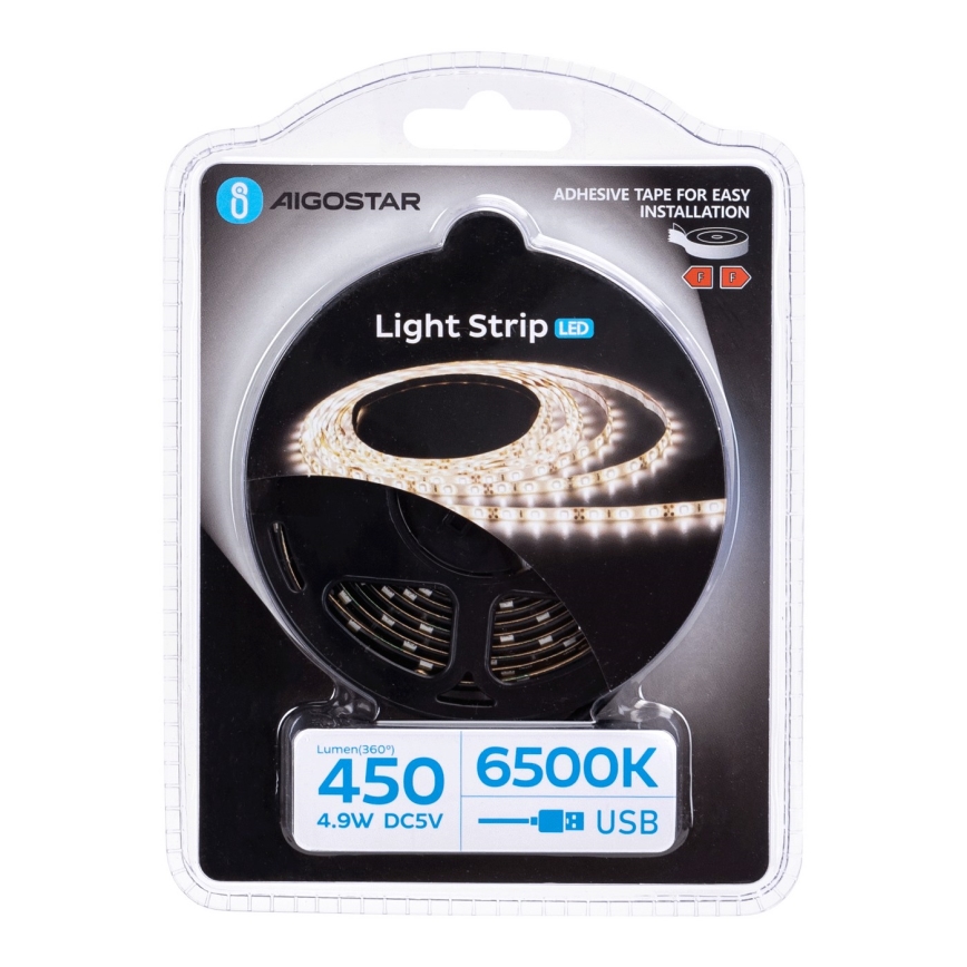 Aigostar - Ταινία LED 2m LED/4,9W/5V 6500K IP65 μαύρο