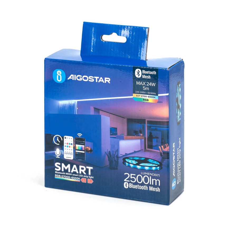 Aigostar - Ταινία LED RGBW Dimmable 5m MESH Smart LED/24W/230V 2700-6500K + τηλεχειριστήριο