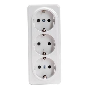 Aigostar - Τριπλή επιτοίχια οικιακή πρίζα SCHUKO 250V λευκή