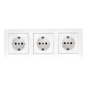 Aigostar - Τριπλή οικιακή πρίζα με πλαίσιο SCHUKO 230V λευκή