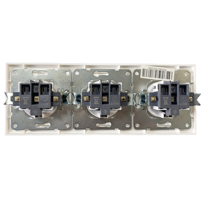 Aigostar - Τριπλή οικιακή πρίζα με πλαίσιο SCHUKO 230V λευκή