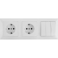Aigostar - Τριπλός διακόπτης αρ. 3 και 2x πρίζες SCHUKO 230V με λευκό πλαίσιο