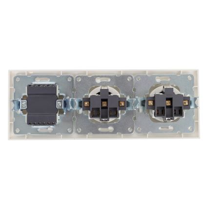 Aigostar - Τριπλός διακόπτης αρ. 3 και 2x πρίζες SCHUKO 230V με λευκό πλαίσιο