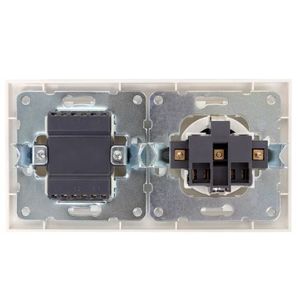 Aigostar - Τριπλός διακόπτης αρ. 3 και πρίζα SCHUKO 230V με λευκό πλαίσιο