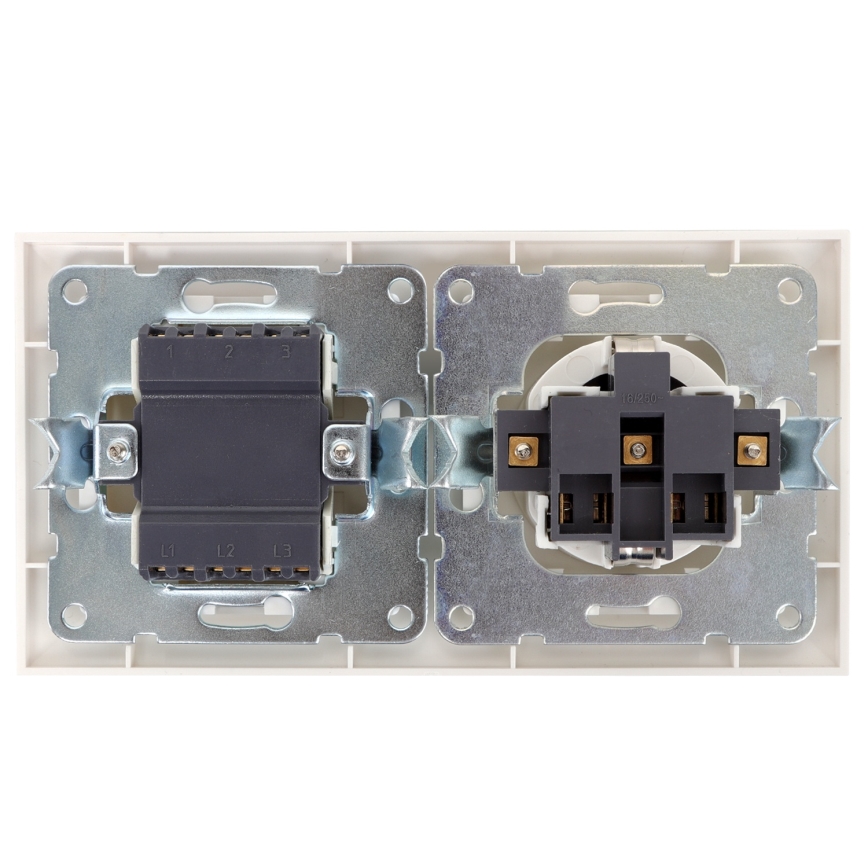 Aigostar - Τριπλός διακόπτης αρ. 3 και πρίζα SCHUKO 230V με λευκό πλαίσιο