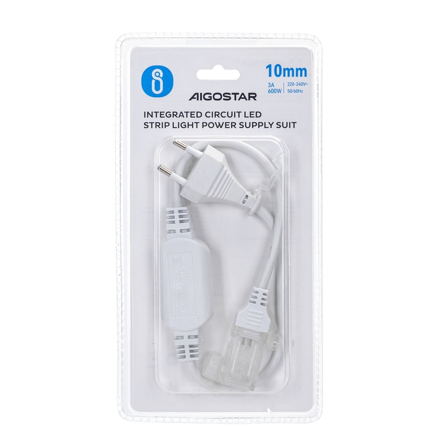 Aigostar - Τροφοδοτικό για ταινίες LED 10 mm 600W/230V λευκό