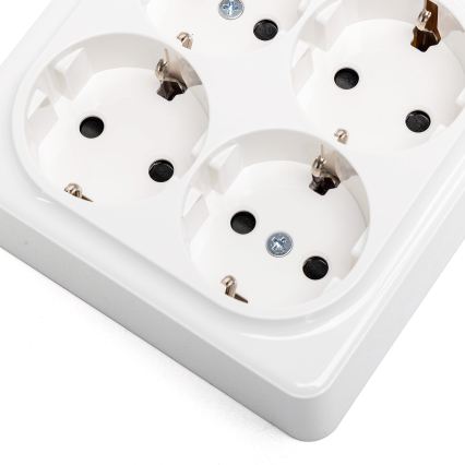 Aigostar - Τετραπλή επιτοίχια οικιακή πρίζα SCHUKO 250V λευκή