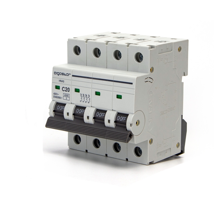 Aigostar - Τετραπολικός αυτόματος διακόπτης 4P-20A-C 400V