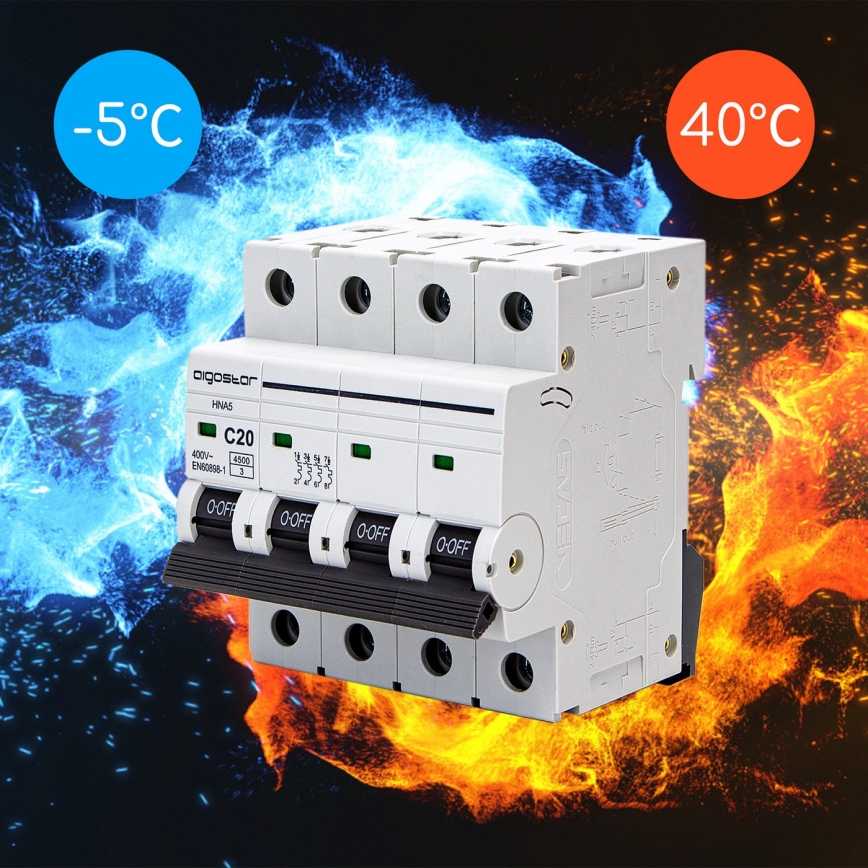 Aigostar - Τετραπολικός αυτόματος διακόπτης 4P-20A-C 400V