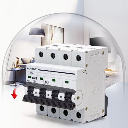 Aigostar - Τετραπολικός αυτόματος διακόπτης 4P-20A-C 400V