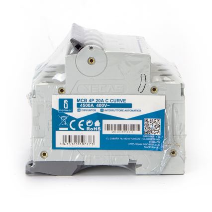 Aigostar - Τετραπολικός αυτόματος διακόπτης 4P-20A-C 400V
