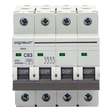 Aigostar - Τετραπολικός αυτόματος διακόπτης 4P-63A-C 400V