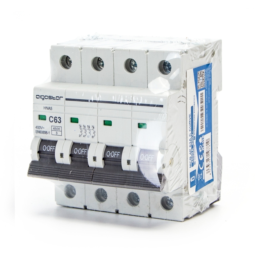 Aigostar - Τετραπολικός αυτόματος διακόπτης 4P-63A-C 400V