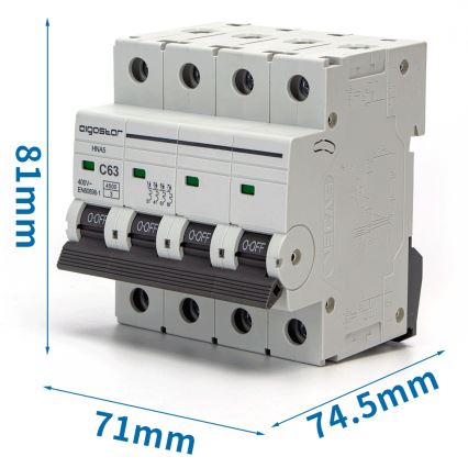 Aigostar - Τετραπολικός αυτόματος διακόπτης 4P-63A-C 400V