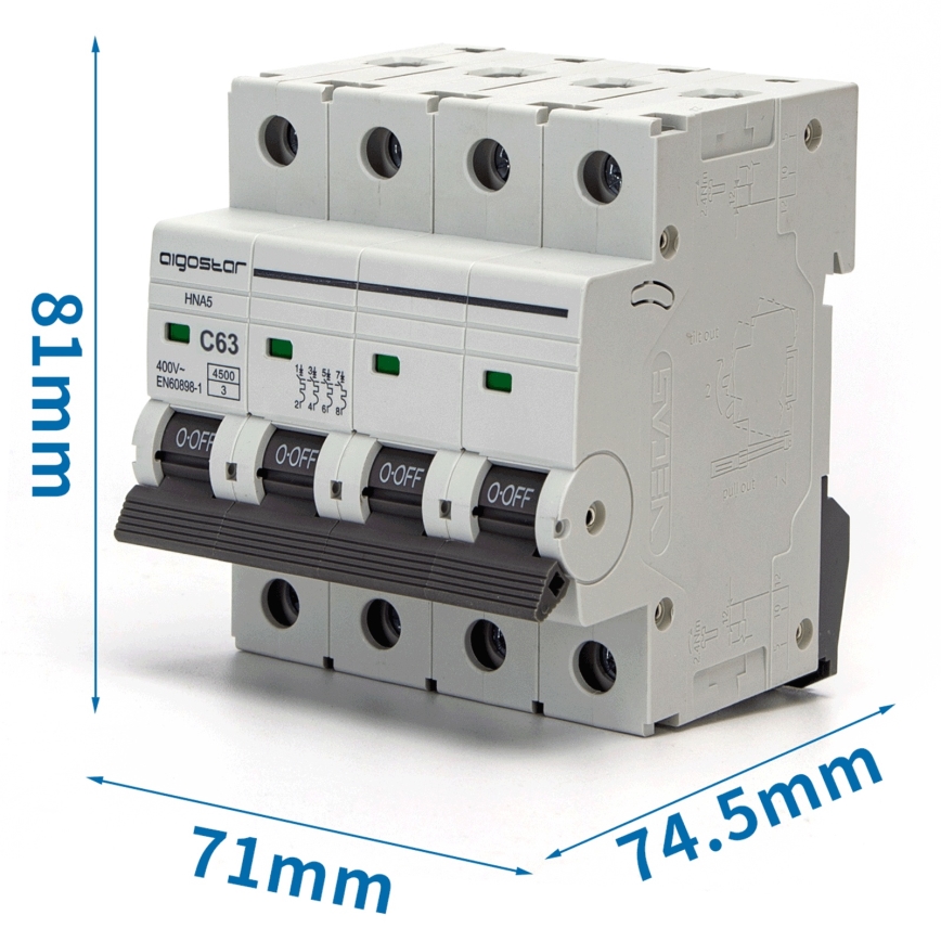 Aigostar - Τετραπολικός αυτόματος διακόπτης 4P-63A-C 400V