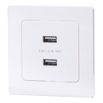 Aigostar - USB πρίζα τροφοδοσίας με πλαίσιο 2x USB-A λευκή