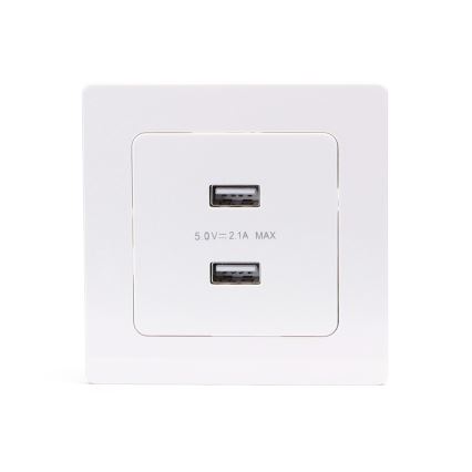 Aigostar - USB πρίζα τροφοδοσίας με πλαίσιο 2x USB-A λευκή
