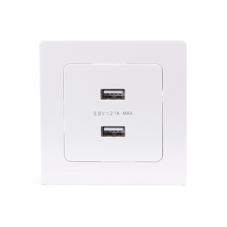 Aigostar - USB πρίζα τροφοδοσίας με πλαίσιο 2x USB-A λευκή