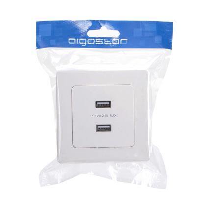 Aigostar - USB πρίζα τροφοδοσίας με πλαίσιο 2x USB-A λευκή